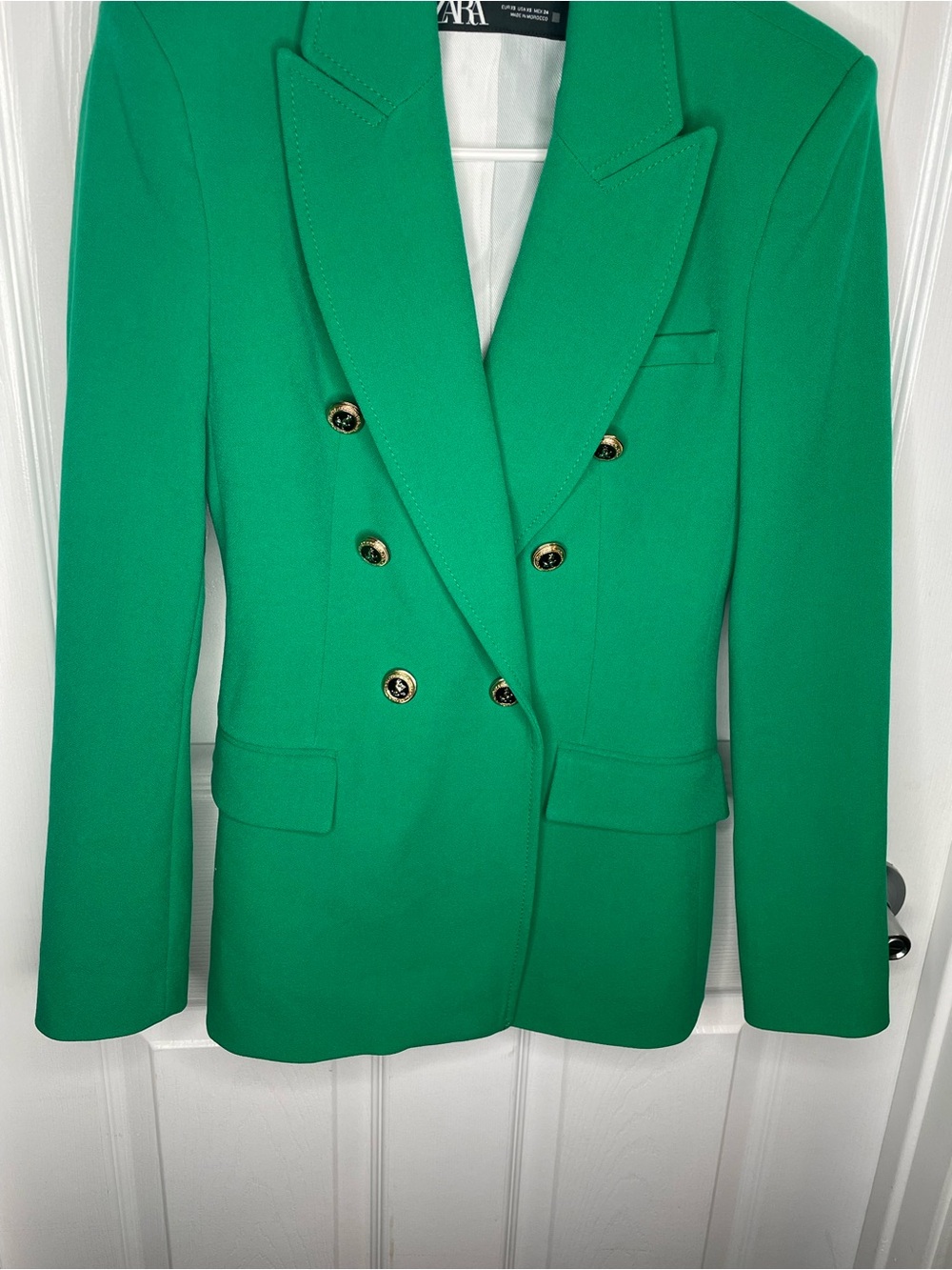 Zara Double-Breasted Blazer Blogger Favorite 2108/555/500 in Emerald Green XS - Picture 3 of 16